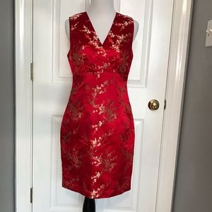 Elegant red and gold Asian inspired cocktail dress